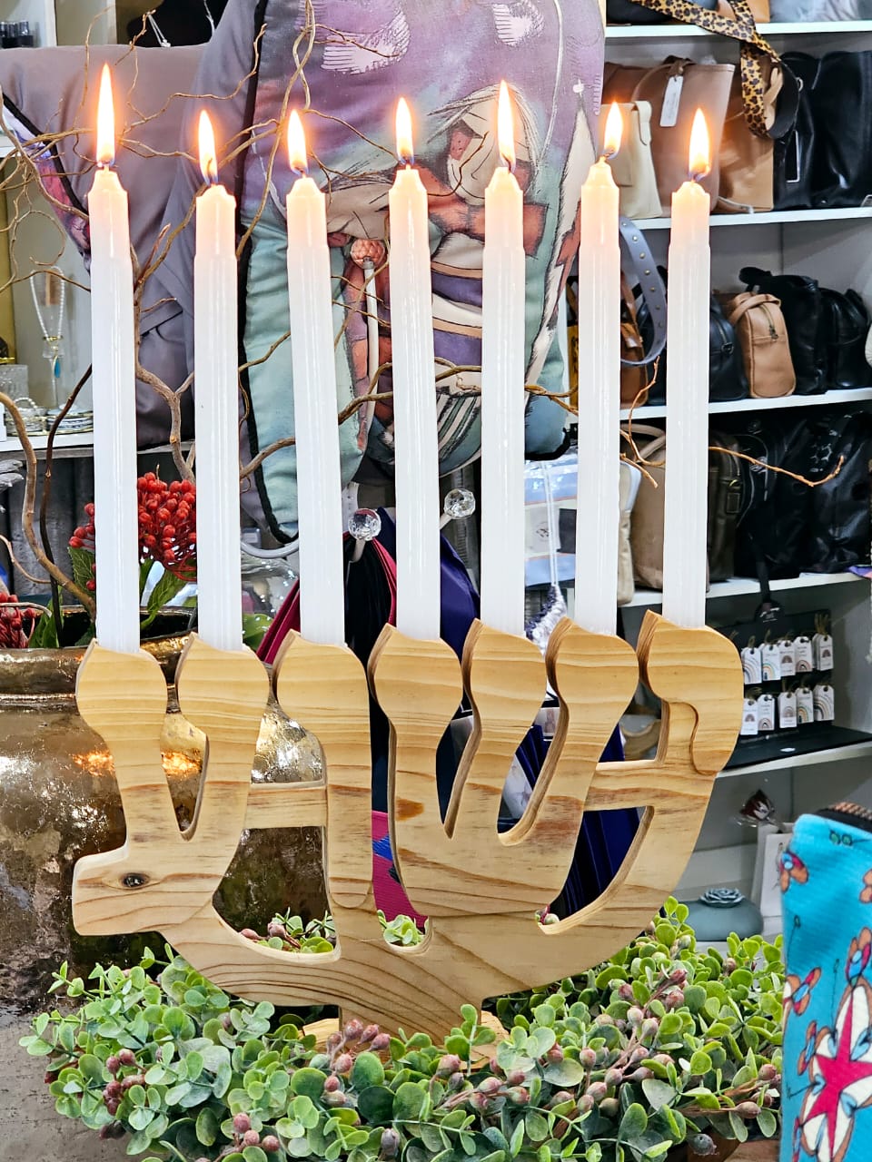 Yeshua Menorah (24cm high x 34cm wide) (2.2cm candles) Standard