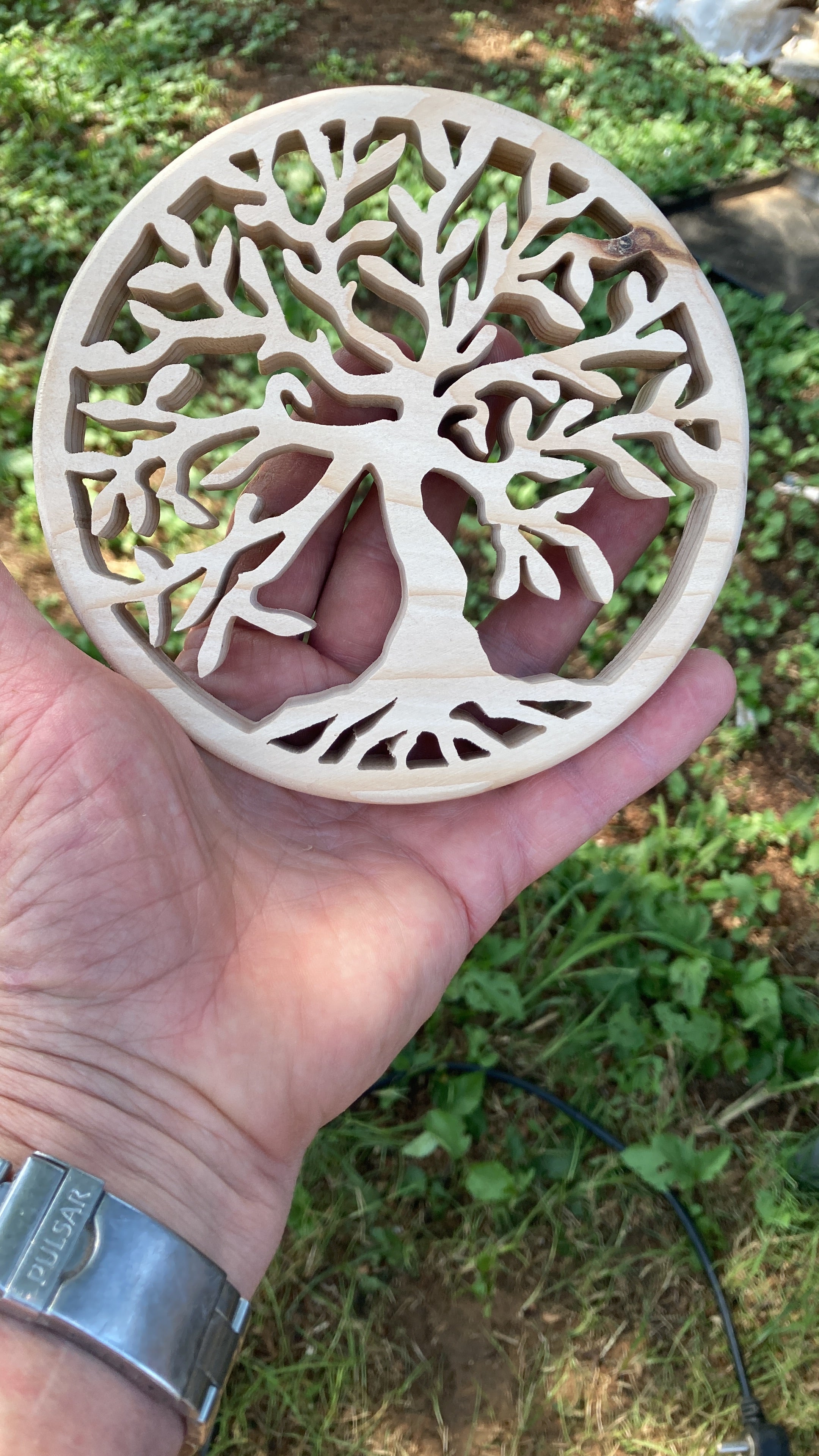 Tree of Life Handcrafted from Wood 13cm Diameter Coaster