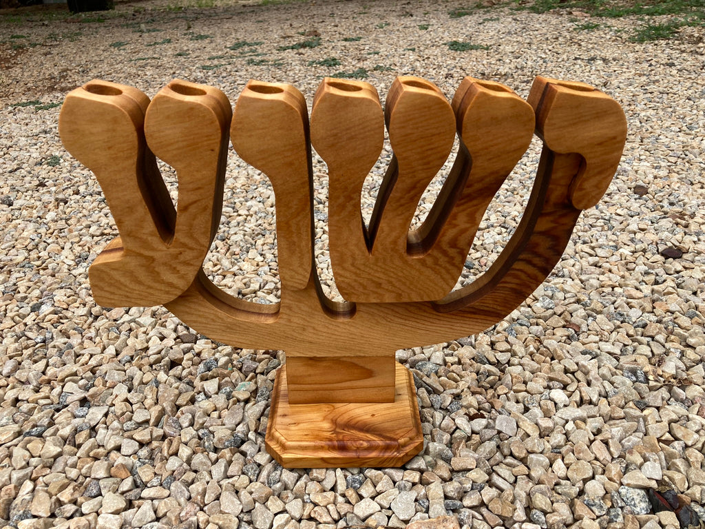 Yeshua Menorah (24cm high x 34cm wide) (2.2cm candles) Standard