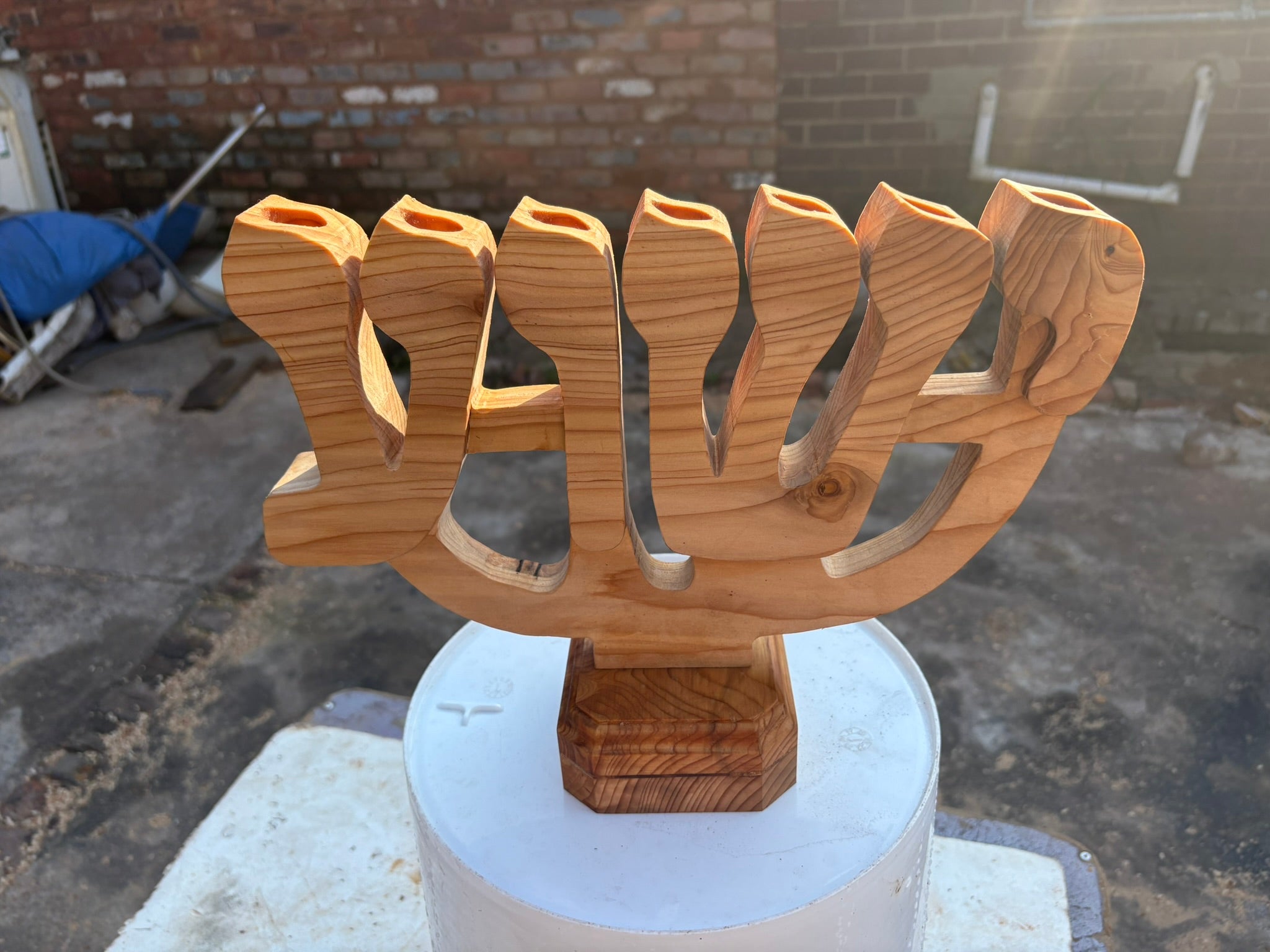 Yeshua Menorah (24cm high x 34cm wide) (2.2cm candles) Standard