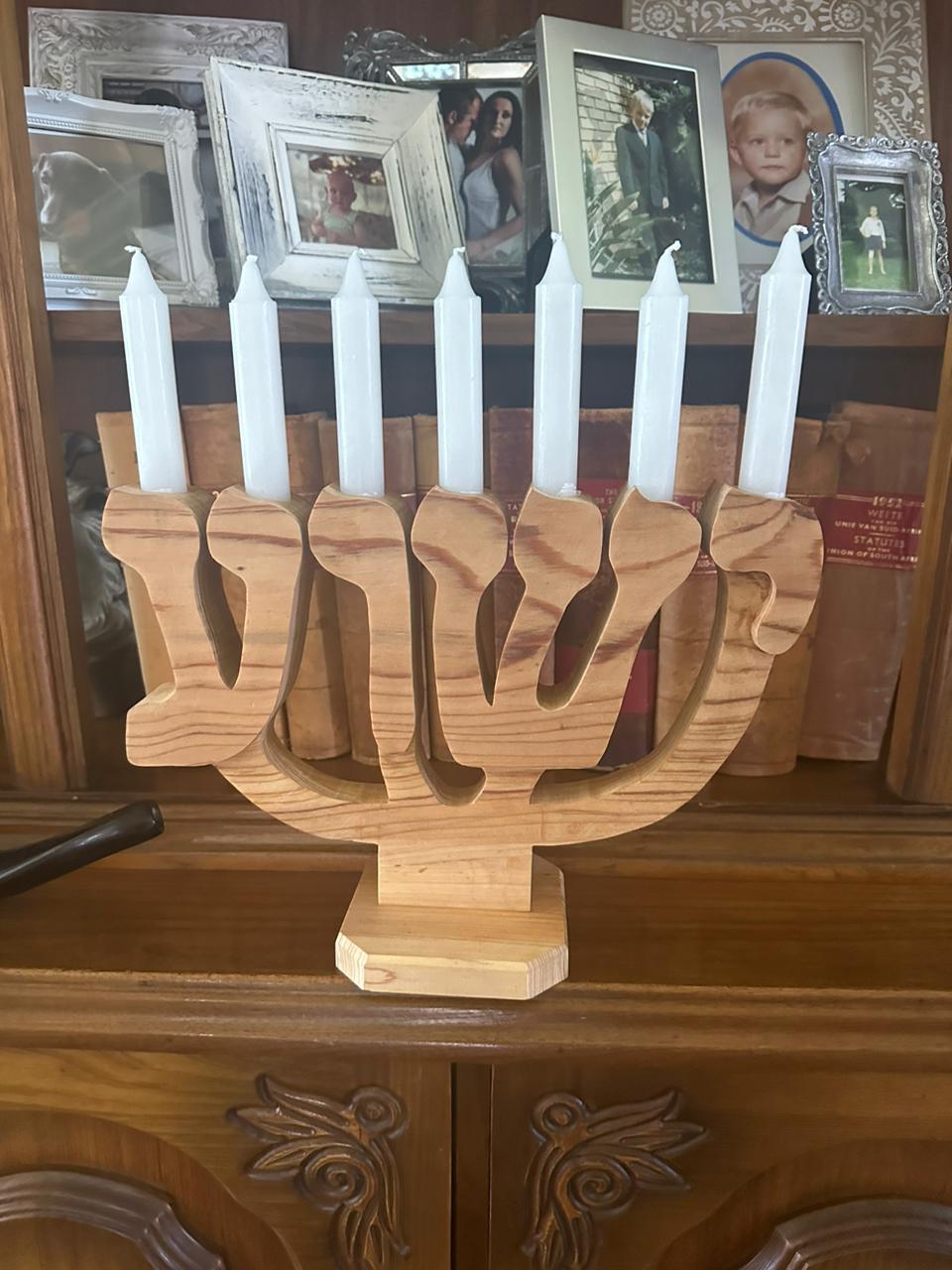 Yeshua Menorah (24cm high x 34cm wide) (2.2cm candles) Standard